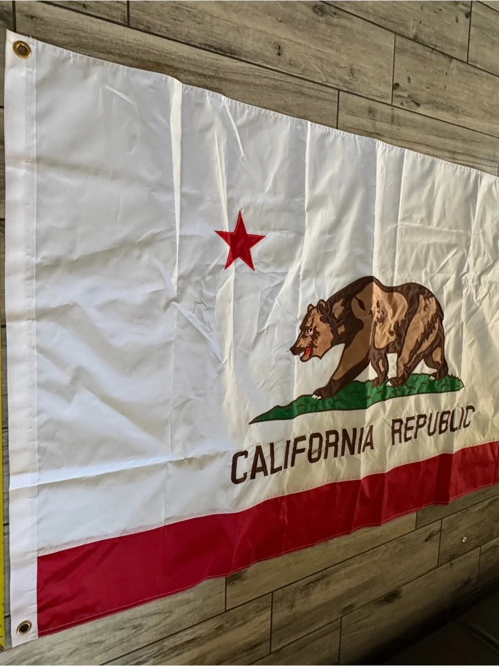 California State Flag - Huge Bear Flag - 36” x 58” White, Red, Brown, Green
